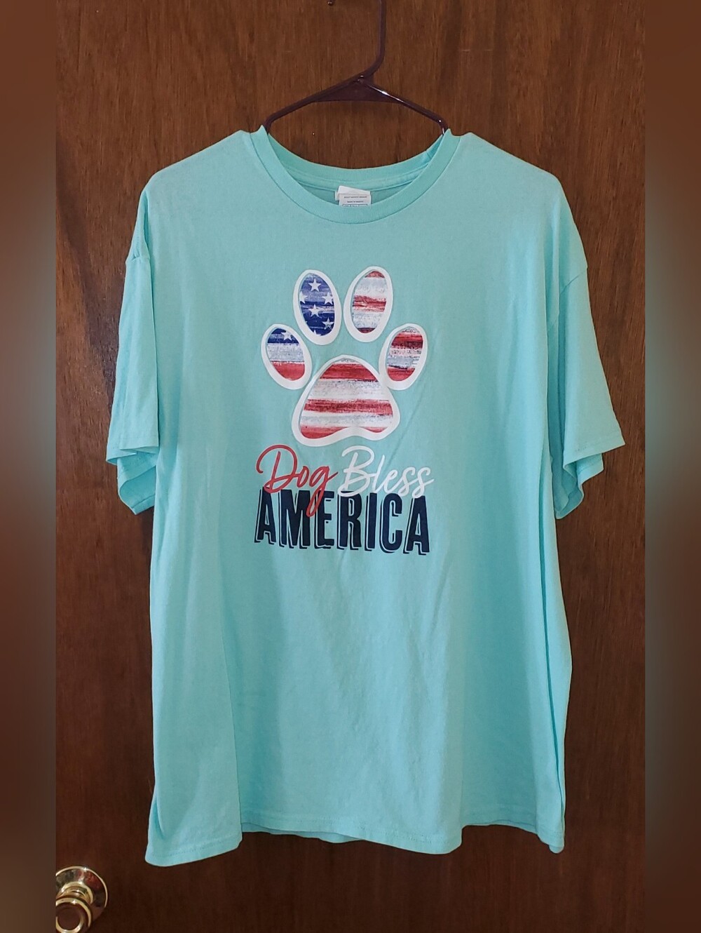 Dog Bless America Mint Paw Print Pet Lover T-Shirt Sz Xl